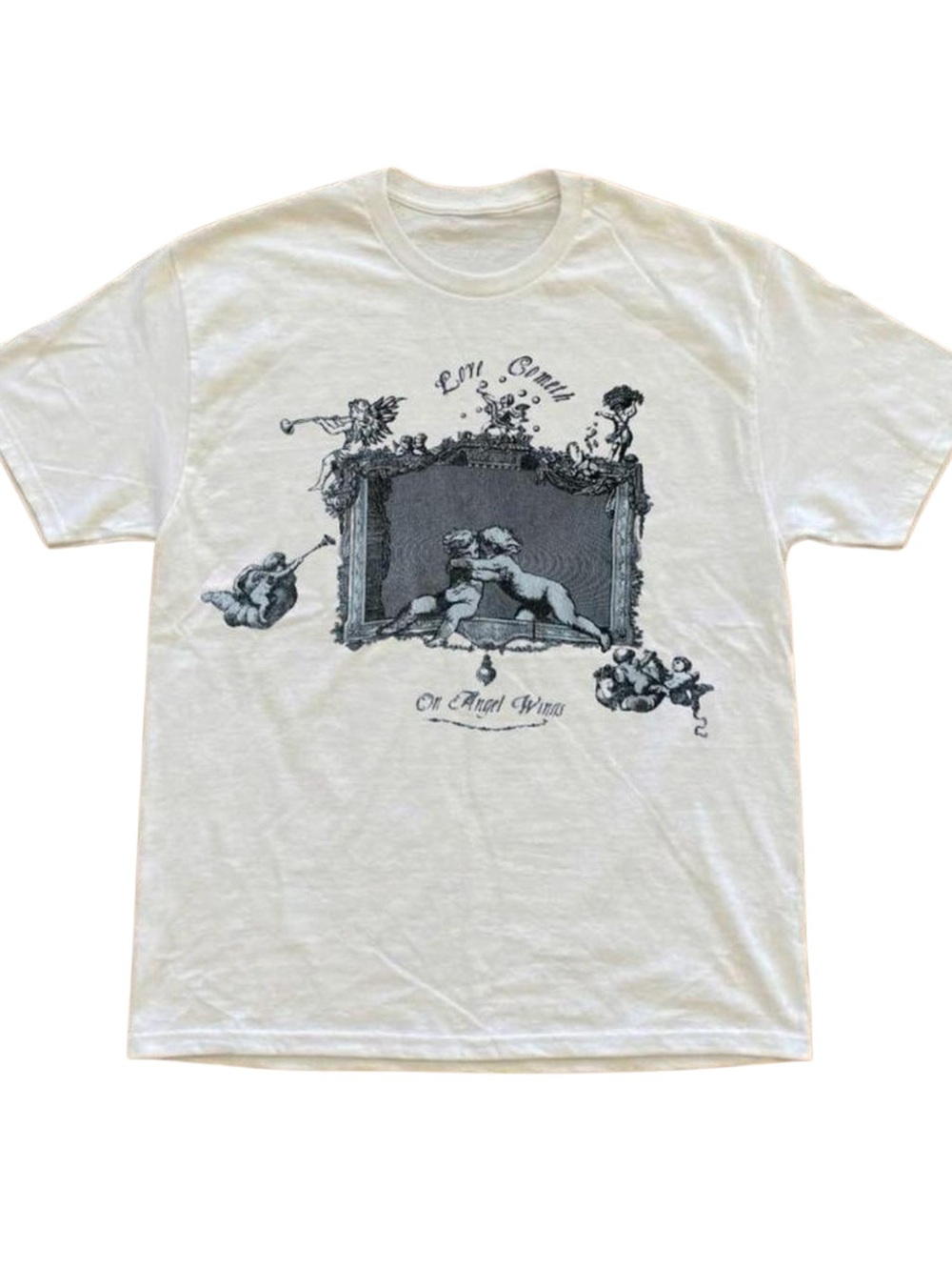 Gildan Classic White Graphic Tee with Cherub Artwork